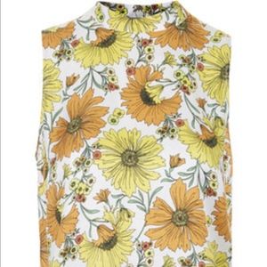 Topshop Daisy High Neck Shell Top in Natural